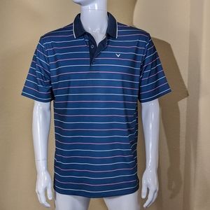 Callaway Polo Sport Blue Pink stripes Button up
